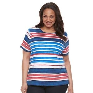 XL Blue Paint Stripe Croft & Barrow Crewneck Short Sleeve Tee